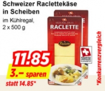 Schweizer Raclettek&auml;se in Scheiben