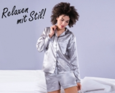 DISSIMIO Damen-Satin-Pyjama