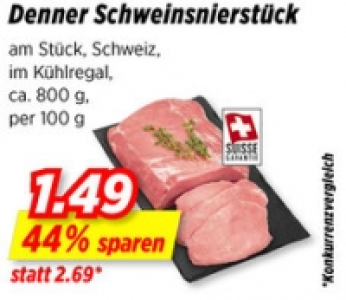 Denner Schweinsnierstück CHF 1.49