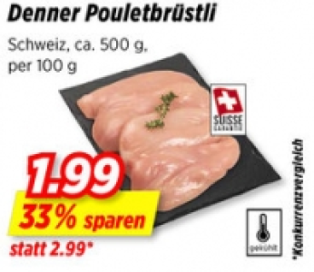 Denner Pouletbrüstli CHF 1.99