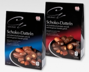 GOURMET Schokolierte Datteln mit Mandeln