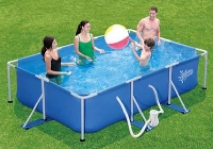 Stahlrohrbecken eckig, 300 x 201 x 75 cm