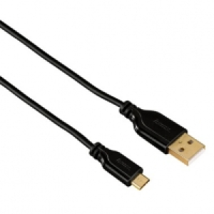 Hama Micro-USB-Kabel Flexi-Slim vergoldet verdrehsicher Schwarz 0,75 m