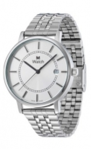 M Watch DAILY TIME Stahl Armbanduhr