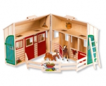 Aldi Suisse  TOYLINO Puppenhaus/Pferdestall im Koffer