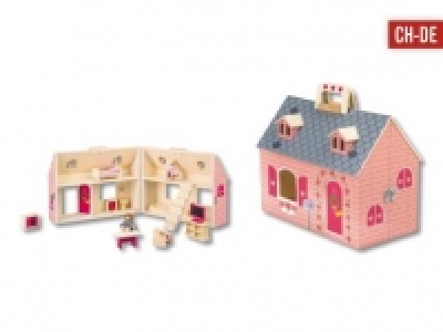 Tragbares Puppenhaus, 19-teilig