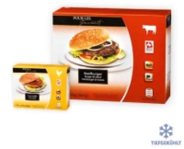 POUR LES GOURMETS Poulet-/Beefburger