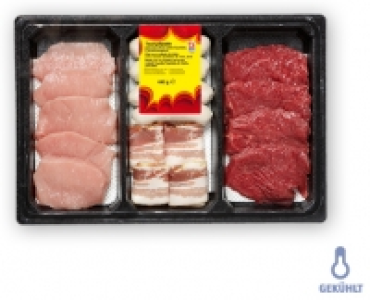 Tischgrillplatte Schwein/Rind/Fruhstucksspeck/Kalbschipollatas