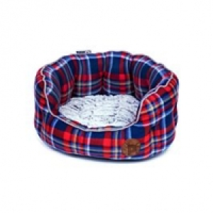petface Petface Blue Fleece Check Oval Bed