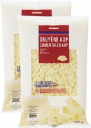 Denner Reibkäse Gruyère AOP & Emmentaler AOP CHF 2.90
