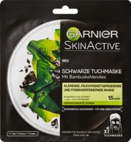 Denner  Garnier SkinActive Schwarze Tuchmaske mit Bambuskohle