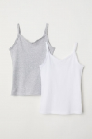 HM   2er-Pack Tops mit Spitzenborte