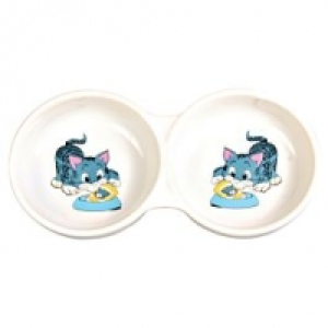 Qualipet  Trixie Doppelnapf mit Motiv Keramik 2x0.15l
