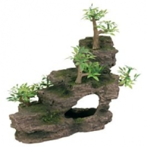 Trixie Aquariumdekoration Felsentreppe mit Pflanzen 19cm