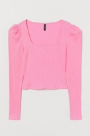 Geripptes Shirt mit Puffärmeln CHF 8.95
