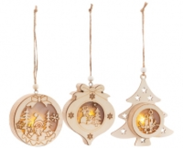 WEIHNACHTLICHE LED-HOLZANHÄNGER, 3-TEILIG CHF 5.99