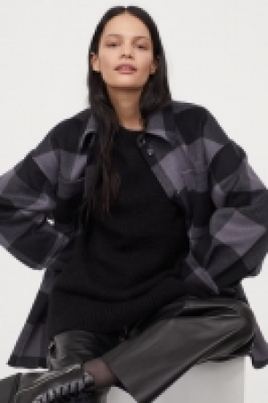 HM  Langes Shacket aus Wollmix