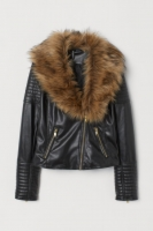 HM  Bikerjacke mit Faux-fur-Kragen