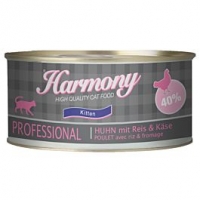 Qualipet  Harmony Cat Professional Nassfutter Kitten Huhn & Reis & Käse 24x75g