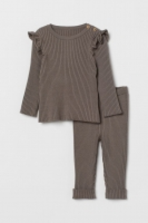 HM  Geripptes Strickset