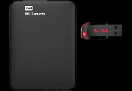 MediaMarkt Western Digital WESTERN DIGITAL Elements Portable + SanDisk Cruzer Blade 32 GB Bundle 