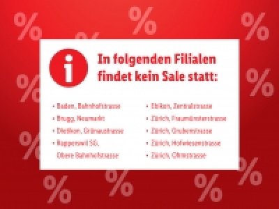 In folgenden Filialen findet kein Sale statt