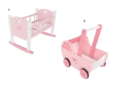 Holz-Puppenwiege/-Puppenwagen