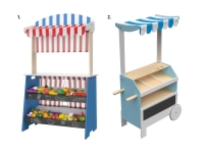 2-in-1 Holz-Kaufladen und Theater/-Marktwagen
