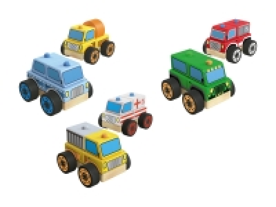 Holz-Steckfahrzeuge-Set, 10-teilig