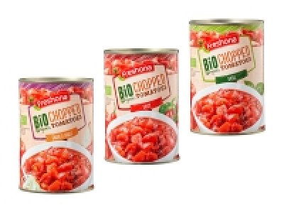 Bio gehackte Tomaten gewürzt