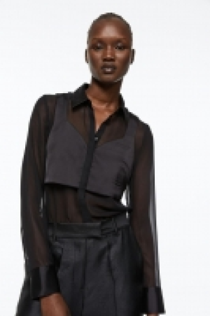 HM  Doppellagige transparente Hemdbluse