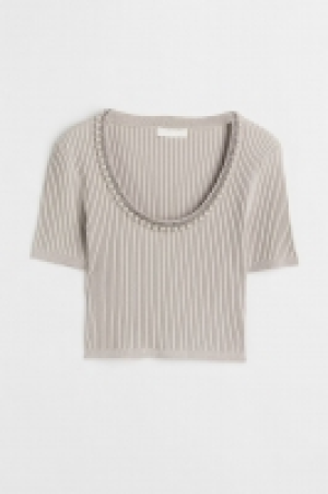 Geripptes Shirt mit Strass