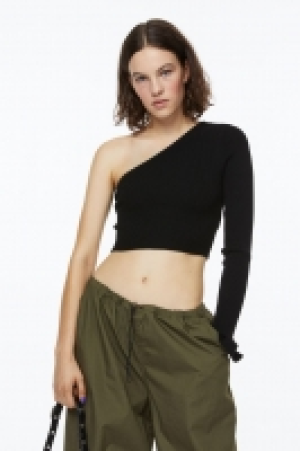 HM  Geripptes One-Shoulder-Shirt