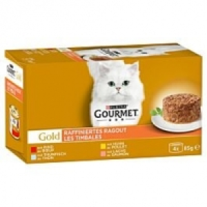 Qualipet  Gourmet Gold Raffiniertes Ragout - Rind, Huhn, Lachs, Thunfisch 4x85g