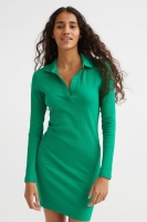 HM  Collared ribbed bodycon dress