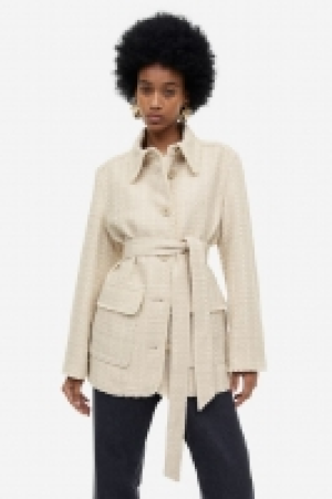 HM  Bouclé-Shacket mit Bindegürtel