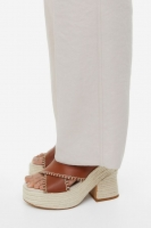Leder-Espadrilles mit Keilabsatz