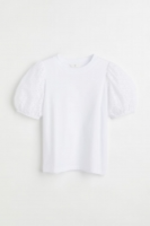 HM  T-Shirt mit bestickten Ärmeln