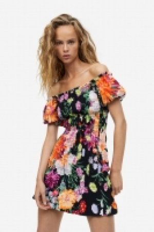 Gesmoktes Off-Shoulder-Kleid