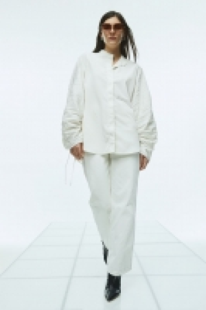 Oversized Bluse mit gerafften Ärmeln