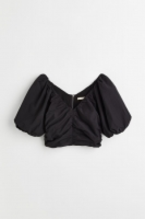Gerafftes Shirt mit Puffärmeln