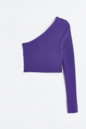 HM  Geripptes One-Shoulder-Shirt