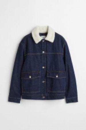 Gefütterte Jeansjacke mit Lammfellimitat-Kragen