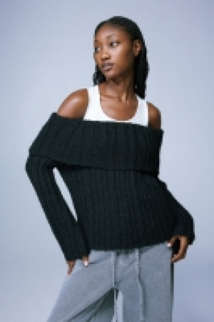 Schulterfreier Rippstrickpullover CHF 17.95