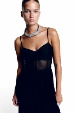 HM  Maxikleid aus Mesh im Korsagenlook
