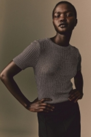 HM  Shirt aus Rippstrick in Metallic