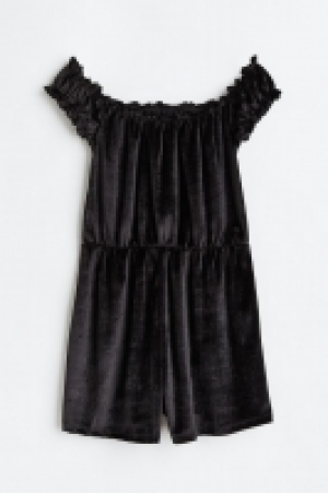 Kurzer schulterfreier Velours-Jumpsuit CHF 14.95