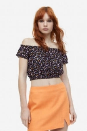 Schulterfreie Bluse mit Volantbesatz