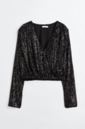 HM  Wickelbluse mit Pailletten