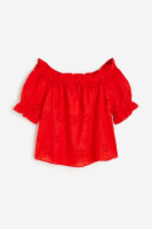 Off-Shoulder-Bluse mit Broderie Anglaise